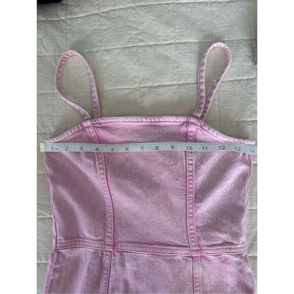 H&M Divided Baby Pink Acid Wash Denim Barbiecore Mini Dress XXS - Picture 5 of 6